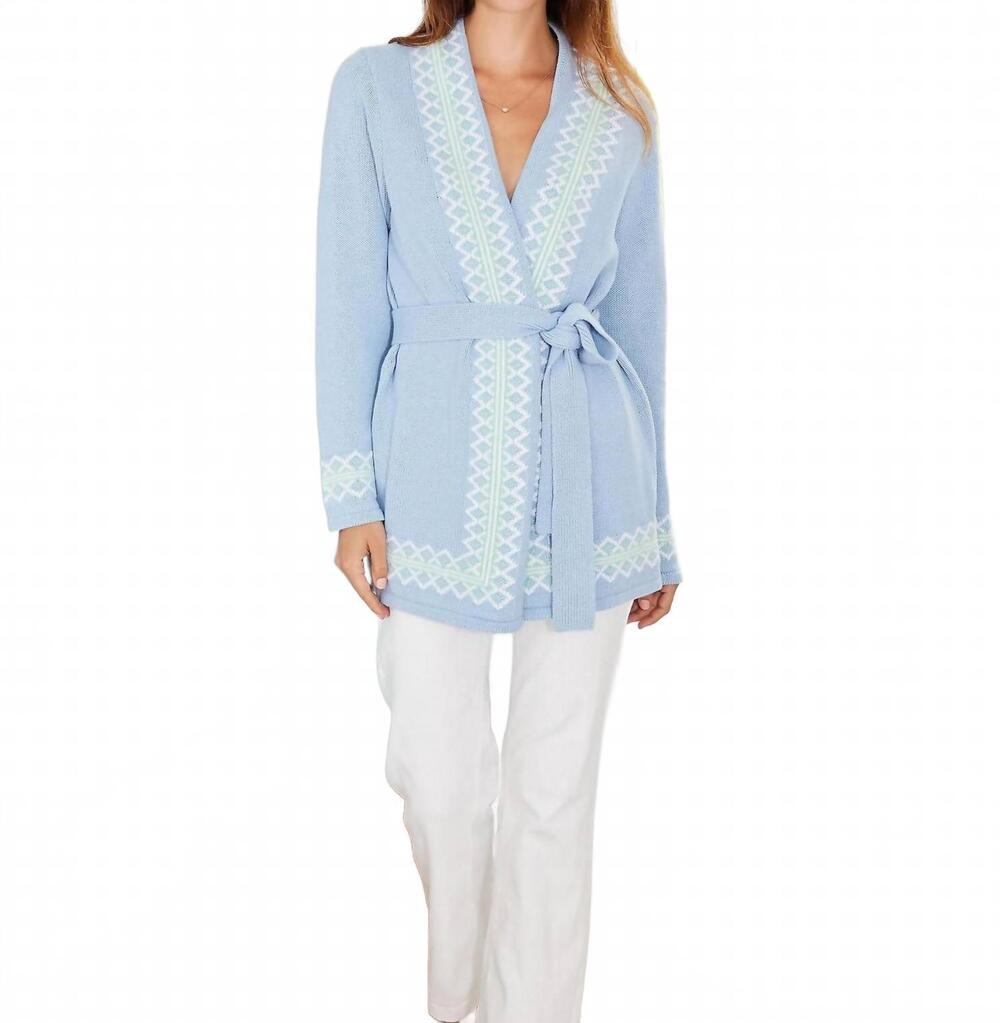 NEW SAIL TO SABLE tie front cardigan in periwinkle/mint